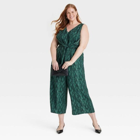 Open Box - Ava & Viv - Women's Straight Leg Maxi Jumpsuit - Ava & Viv Gre Green - Picture 3 of 3